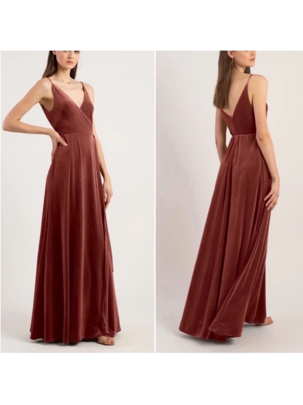 Jenny Yoo Sleeveless V-Neck Maxi Dress in Rose